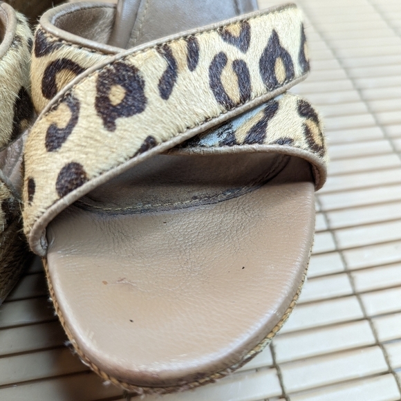 Ugg Jazmine Calf Hair Leopard Tooled Jute Platform sandals women sz 8. 317pmTh - Picture 9 of 10